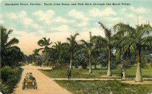 Postcard Florida Cocoanut Grove Yacht Club House Fish Dock Leighton 23-8652