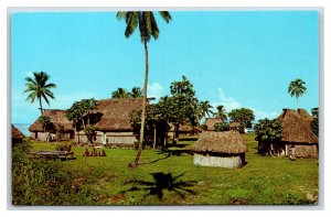 Fijian Vilage Fiji South Pacific UNP Chrome Postcard S12