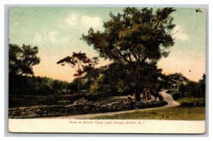 Vintage 1900's Postcard Road to Bristol Ferry Light House Bristol Rhode Island