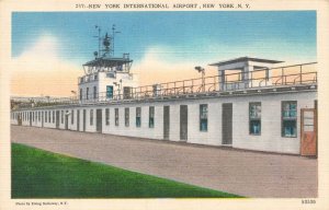 New York International Airport Control Tower Linen Postcard