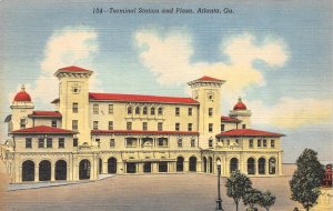 Atlanta, GA Georgia  RAILROAD TERMINAL STATION & PLAZA  Train Depot  Postcard