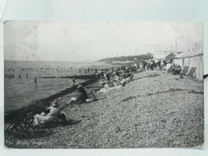 Holidaymakers on the Beach Bognor Regis Sussex Bathing Huts Vtg Postcard 1920