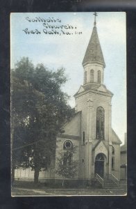 RED OAK IOWA CATHOLIC CHURCH BUILDING VINTAGE POSTCARD 1906