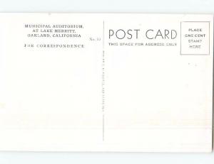 Unused Pre-1952 MUNICIPAL AUDITORIUM Oakland California CA G1507@