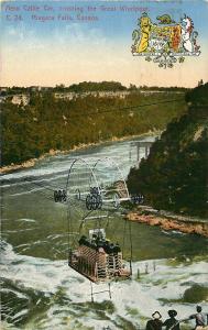 1928 PRE LINEN POSTCARD AERO CABLE CAR NIAGARA FALLS CANADA