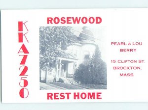 Pre-1980 RADIO CARD - CB HAM OR QSL Brockton Massachusetts MA AH2488