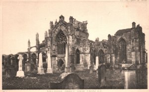 Vintage Postcard Melrose Abbey Partly Ruined Monastery View from S.E. Scotland