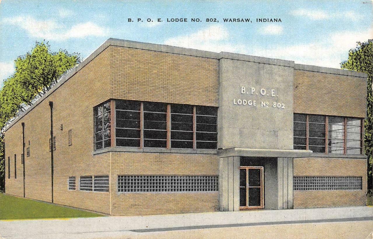 WARSAW, Indiana IN ~B.P.O.E. LODGE NO 302 Elks~Fraternal Order ca1940s  Postcard | United States - Indiana - Other, Postcard