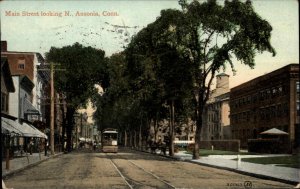 Ansonia Connecticut CT Main Street Trolley Streetcar c1910 Vintage Postcard