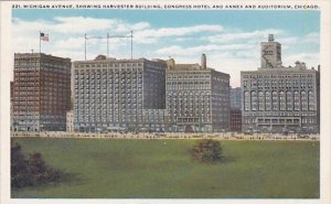 Illinois Chicago Michigan Avenue Showing Harvester Building Congress Hotel An...