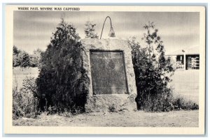 c1920's Where Paul Revere Was Captured Marks Lexington Massachusetts MA Postcard