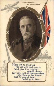 WWI Postard Field Marshal Sir John French UNION JACK BRITISH FLAG
