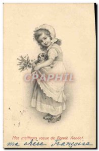 Old Postcard Fantasy Illustrator Child Dog