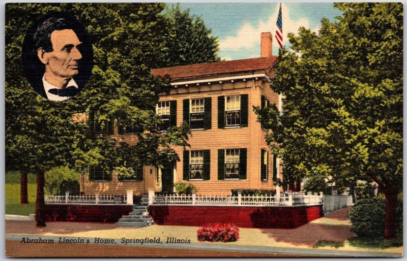 Abraham Lincoln's Home Springfield Illinois IL 8th & Jackson Streets Postcard