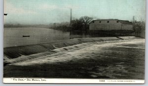 Des Moines Iowa~Panorama View Of The Dam & River~CU Williams Vintage Postcard