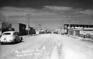 RPPC Pan American Ave AGUA PRIETA Mexico Street Scene c1940s Vintage Postcard