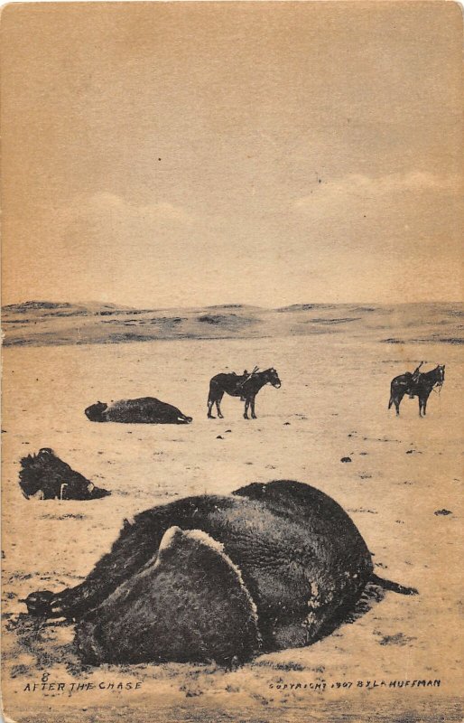 F48/ Lee Montana Postcard '09 Bison Hunt Horses Milestone Huffman Image