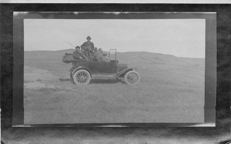 Automobile Trip hunting Shotguns C-1910 RPPC Photo Postcard 20-1250