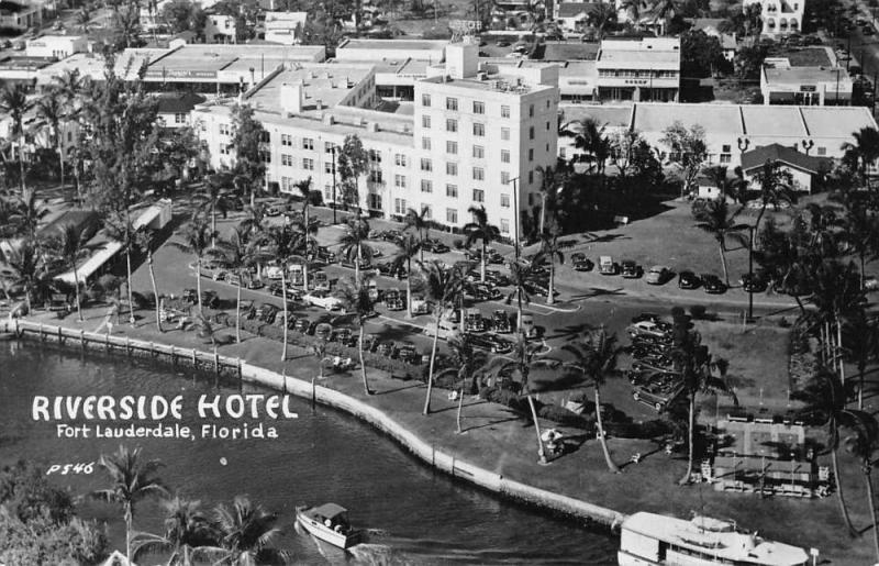 Fort Lauderdale Florida Riverside Hotel Real Photo Antique Postcard J56129