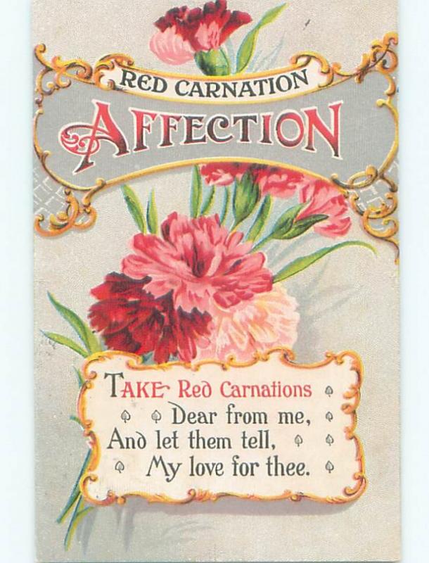 Pre-Linen christmas RED CARNATION AFFECTION - BEAUTIFUL CARNATION FLOWERS W7111