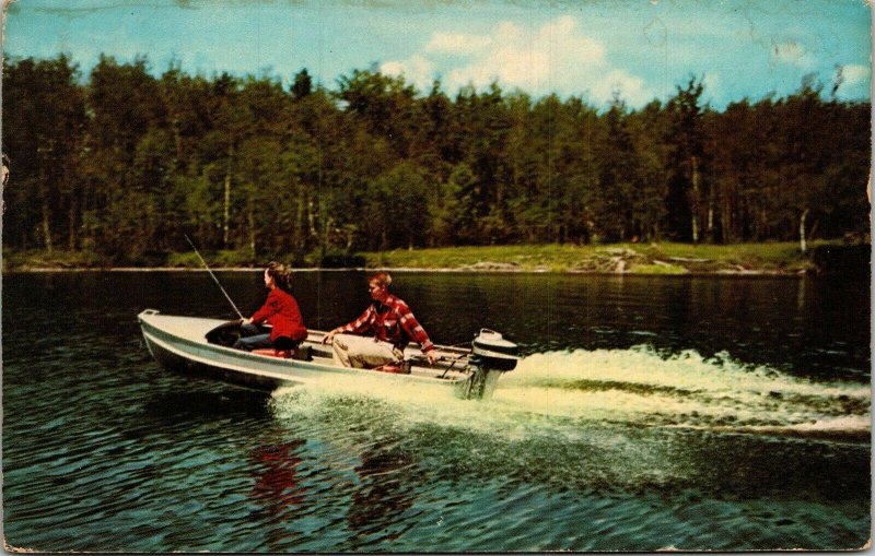 Greetings From Junction RTE 13 49 Sylvan Beach New York NY Old Boat Postcard 