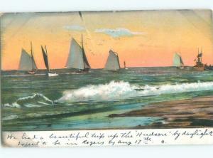 Divided-Back BOAT SCENE Great Nautical Postcard AB0387