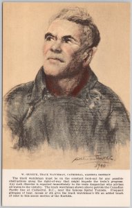 Canadian Pacific Employee W. Orysiuk Track Watchman Calgary AB CP Postcard H80