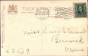 Easter Children Rabbit Embossed Vintage Postcard