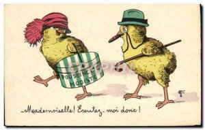 Old Postcard Chicks Smoking Cigar