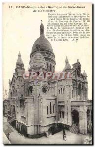 Old Postcard Paris Montmartre Sacre Coeur Basilica