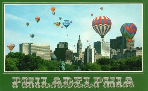 Vintage Postcard The Benjamin Franklin Parkway Hot Air Balloon Philadelphia PA