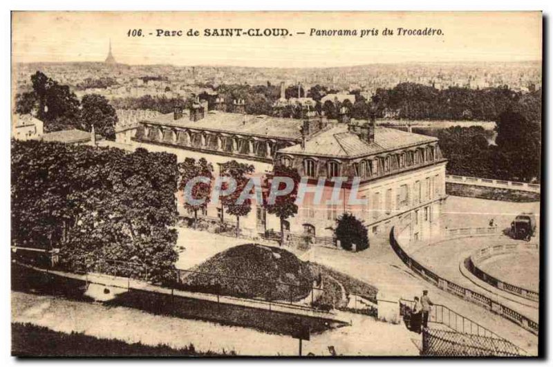 Old Postcard Parc de Saint Cloud Panorama taken Trocadero