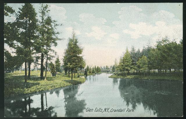 Glen Falls NY Crandall Park UND Vntg German Litho Postcard
