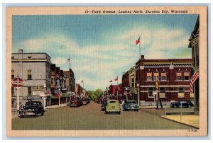 1954 Third Avenue Looking North Scene Sturgeon Bay Wisconsin WI Posted Postcard