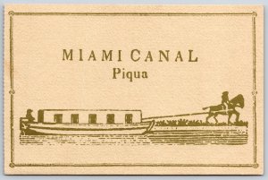Sketches~Piqua Illinois~Horse Pulling Boat @ Miami-Erie Canal~Vintage Postcard