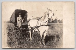 RPPC Gentleman With White Horse And Buggy Postcard S30