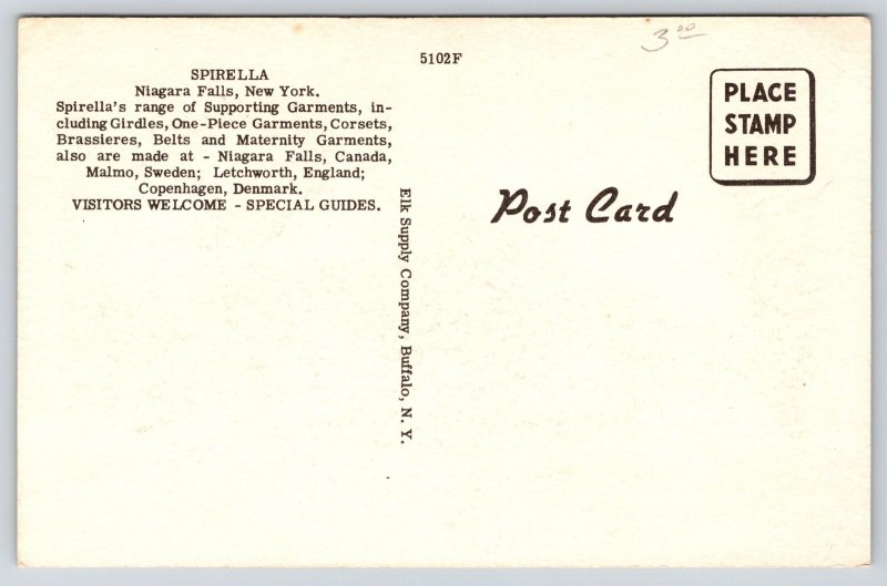 Niagara Falls New York~Spirella Clothing Co Bldg~Waterfall~USA Flag~Linen PC