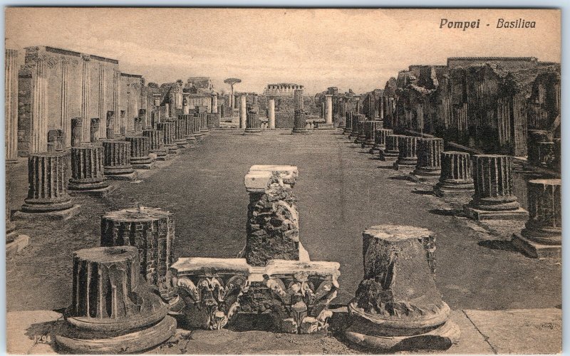 c1900s Pompeii, Italy Basilica Roman Forum Ruins Columns Archeological Site A355