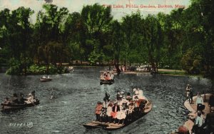 Vintage Postcard 1911 The Lake Public Garden Boating Boston Massachusetts MA