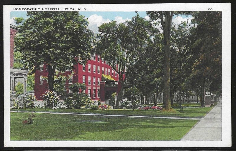 Homeopathic Hospital, Utica, New York, Early Postcard, Unused