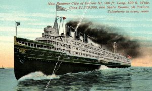 C. 1910 D & C Line Steamer SS City Of Detroit III Steamship Postcard P217