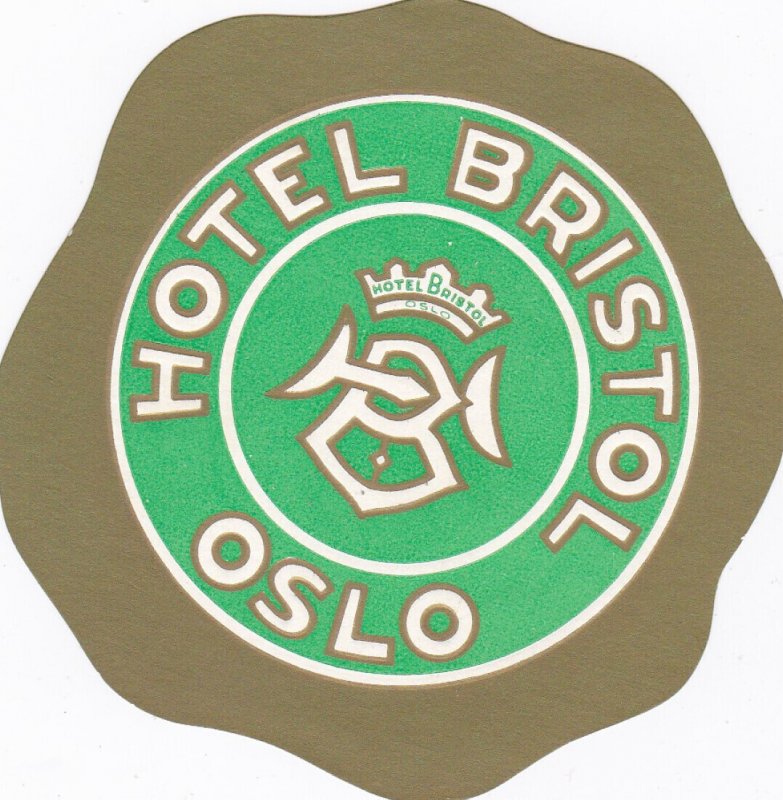 Norway Oslo Hotel Bristol Vintage Luggage Label sk3193