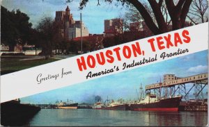 Greetings From Houston Texas America's Industrial Frontier Chrome Postcard C071