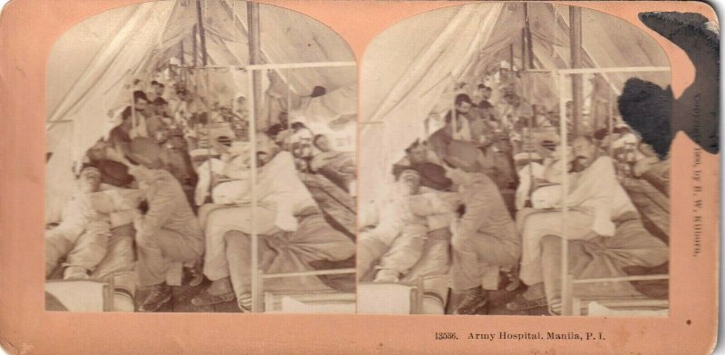 Philippine Americano Guerra Estereoscopia Fotografía Army Hospital Manila 1900