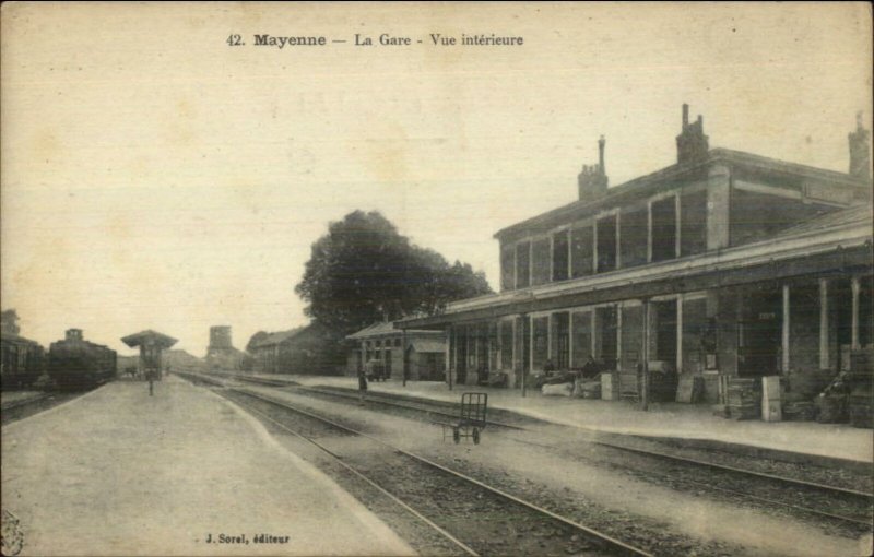 Mayenne France La Gare RR Train Station c1915 Postcard