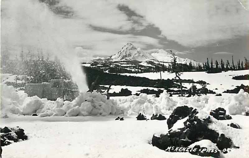 RPPC of a Rotary Snow Plow Working on McKenzie Pass Oregon OR