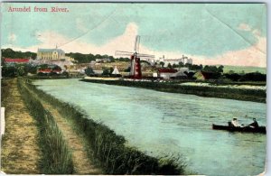c1900s Arundel, South Downs, West Sussex, England River Canoe Postcard A81