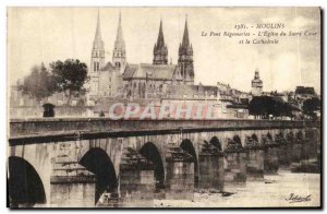 Old Postcard Moulins Le Pont L Regemorles Egliase Sacre Coeur and the Cathedral