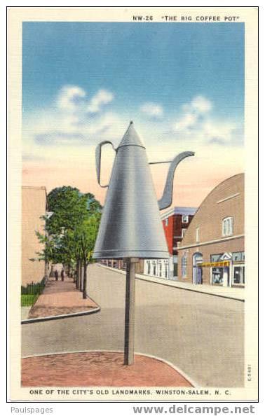 The Big Coffee Pot, An Old City Landmark, Winston-Salem NC, Linen