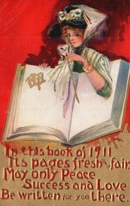 Vintage Postcard 1911 In This Book Pages Fresh And Fair May Only Peace & Success